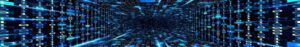 Digital tunnel with binary code pattern.